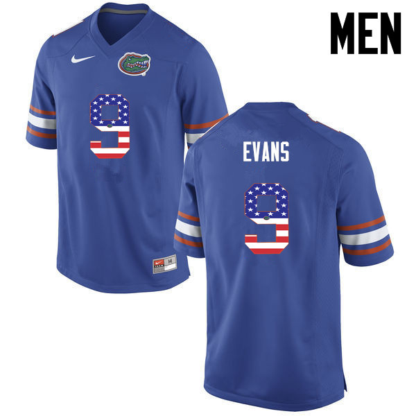 Men Florida Gators #9 Josh Evans College Football USA Flag Fashion Jerseys-Blue